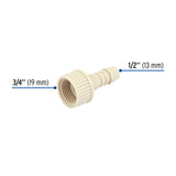 Adaptador Hembra Movible de Polipropileno 3/4' X 1/2', Foset