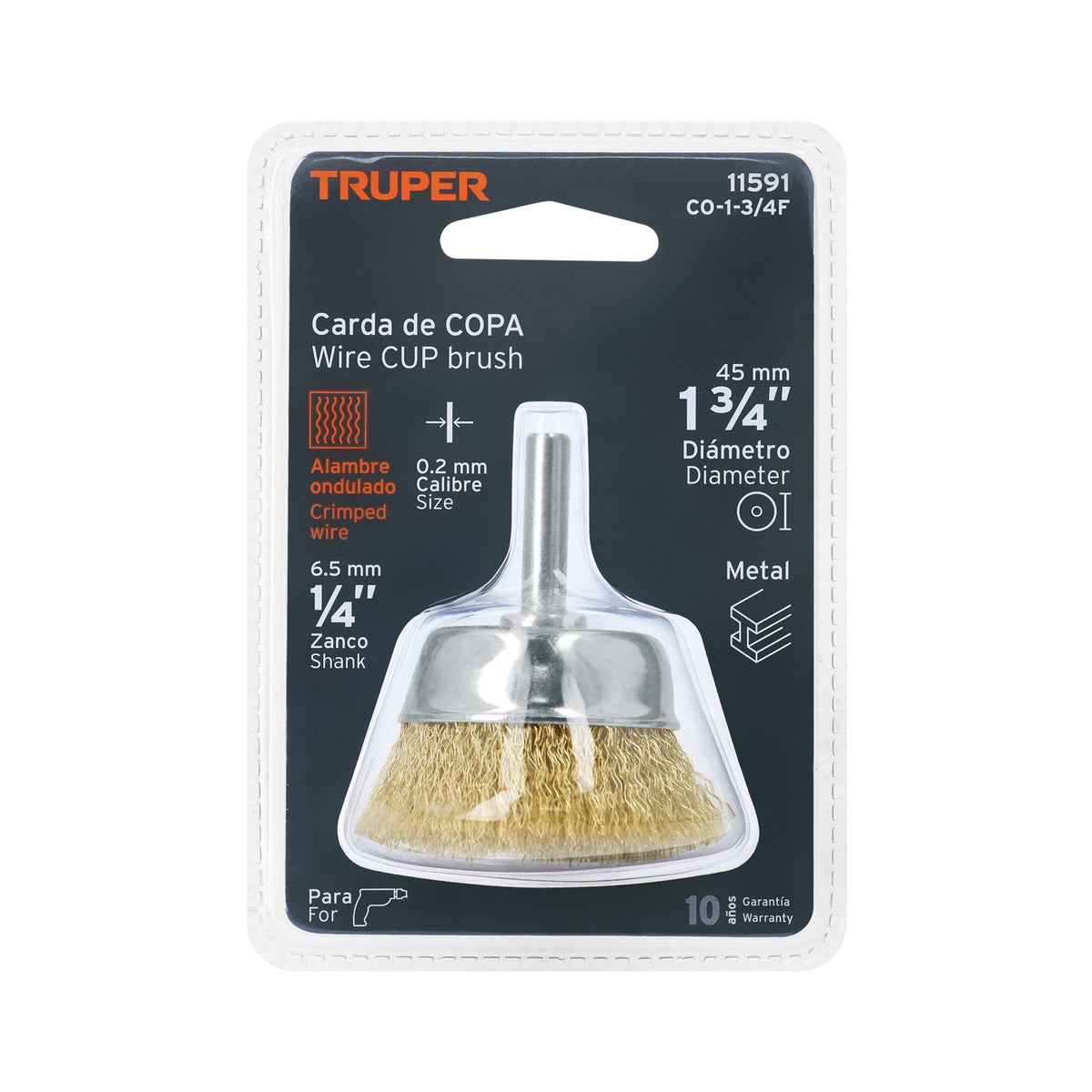 Carda de Copa 1-3/4' Alambre Fino para Taladro, Truper