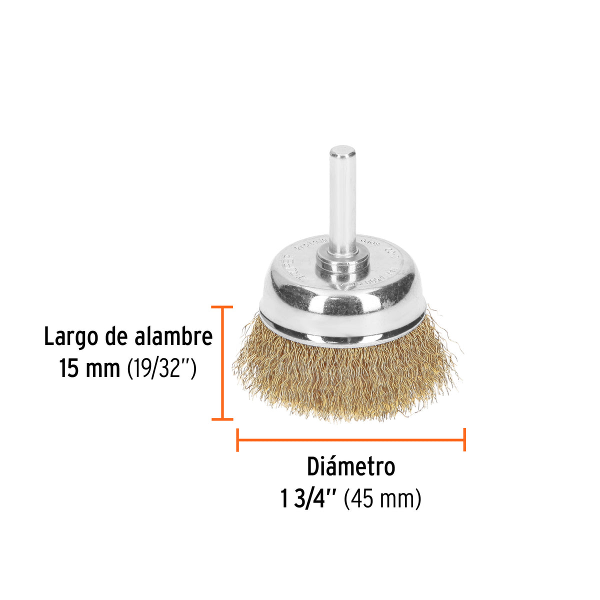 Carda de Copa 1-3/4' Alambre Grueso para Taladro, Truper