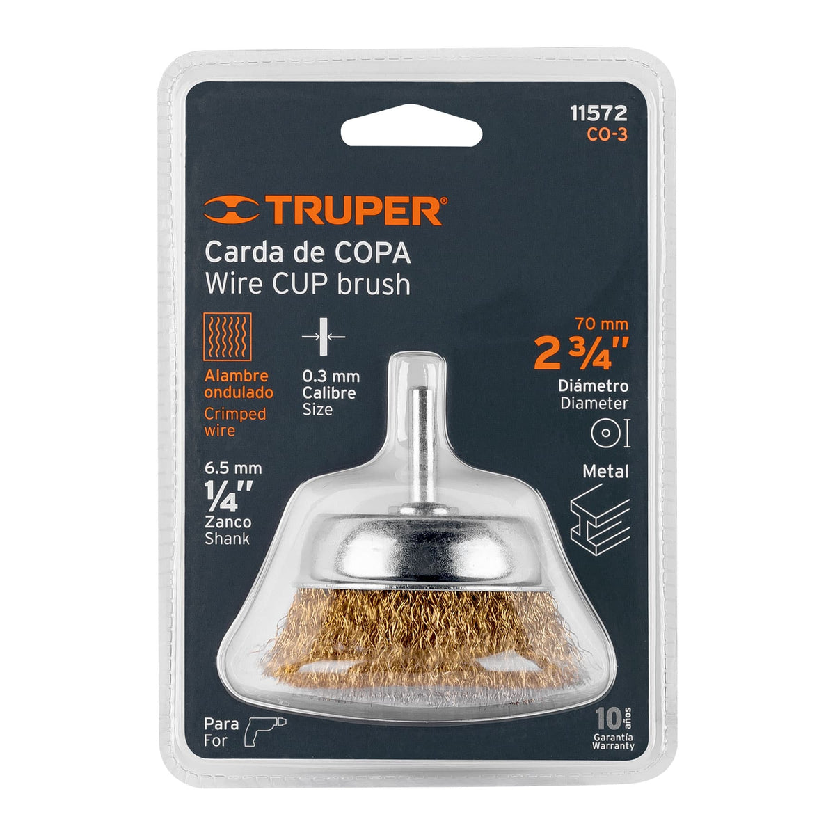 Carda de Copa 2-3/4' Alambre Grueso para Taladro, Truper