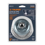 Carda Copa 4' Alambre Ondulado Fino, Multi-rosca, Truper