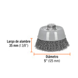 Carda Copa 5' Alambre Ondulado Grueso, Multi-rosca, Truper