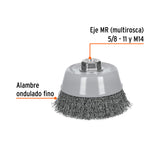 Carda Copa 5' Alambre Ondulado Fino, Multi-rosca, Truper