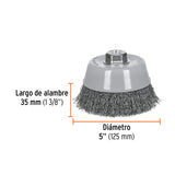 Carda Copa 5' Alambre Ondulado Fino, Multi-rosca, Truper