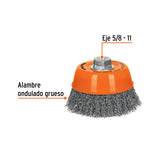 Carda Copa 5' Alambre Ondulado Grueso, Eje 5/8'-11, Truper