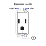 Contacto Sencillo, 2 Polos + Tierra, Línea Italiana, Negro
