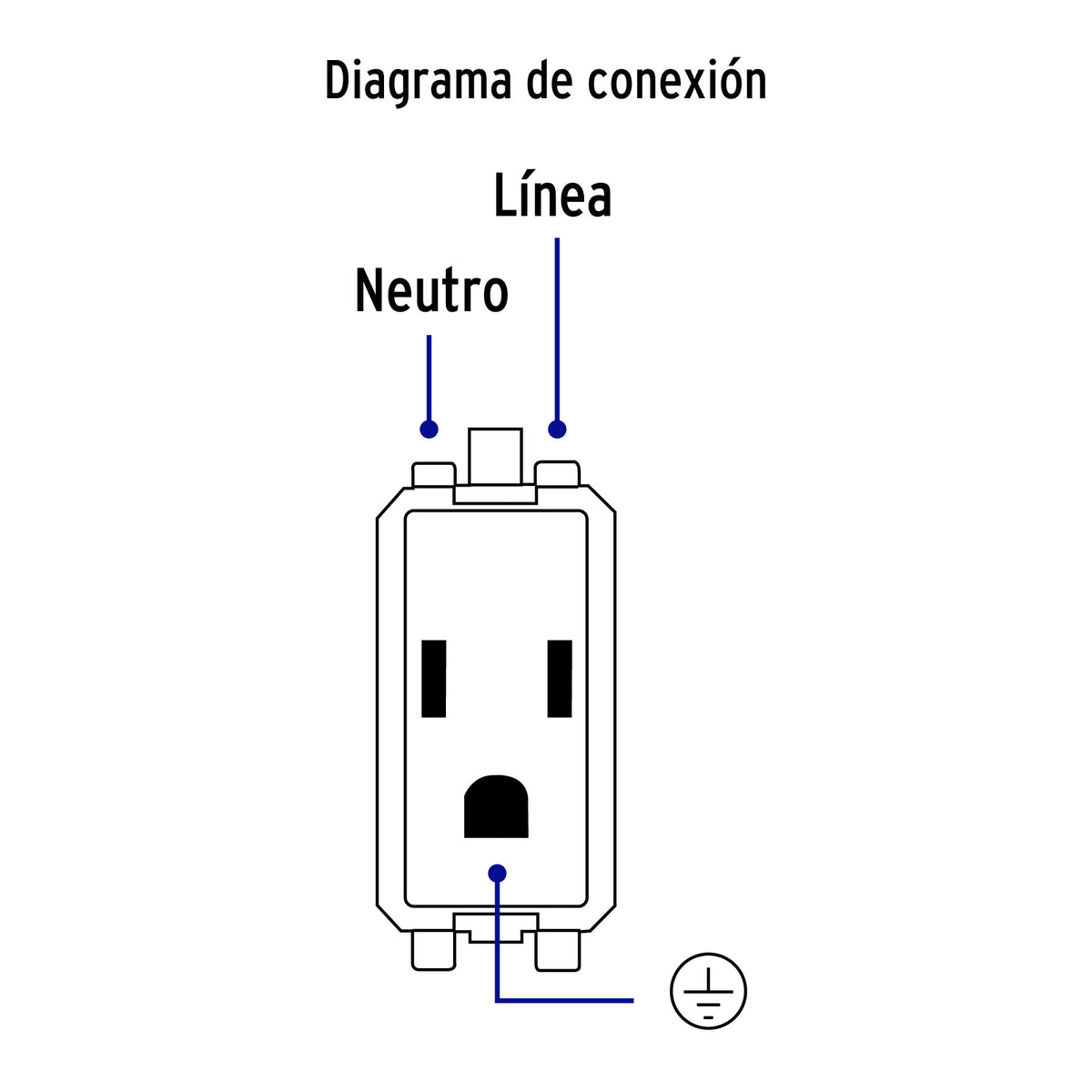 Contacto Sencillo, 2 Polos + Tierra, Línea Italiana, Marfil