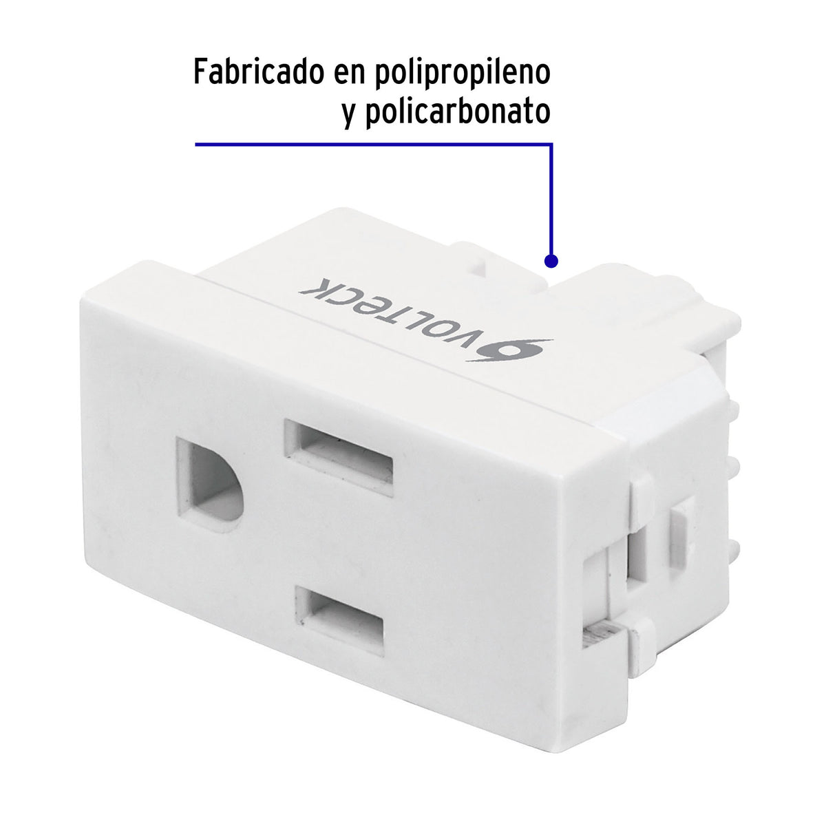 Contacto Sencillo, 2 Polos + Tierra, Línea Oslo, Blanco