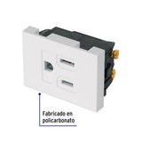 Contacto Aterrizado, 1.5 Módulos, Línea Española, Blanco