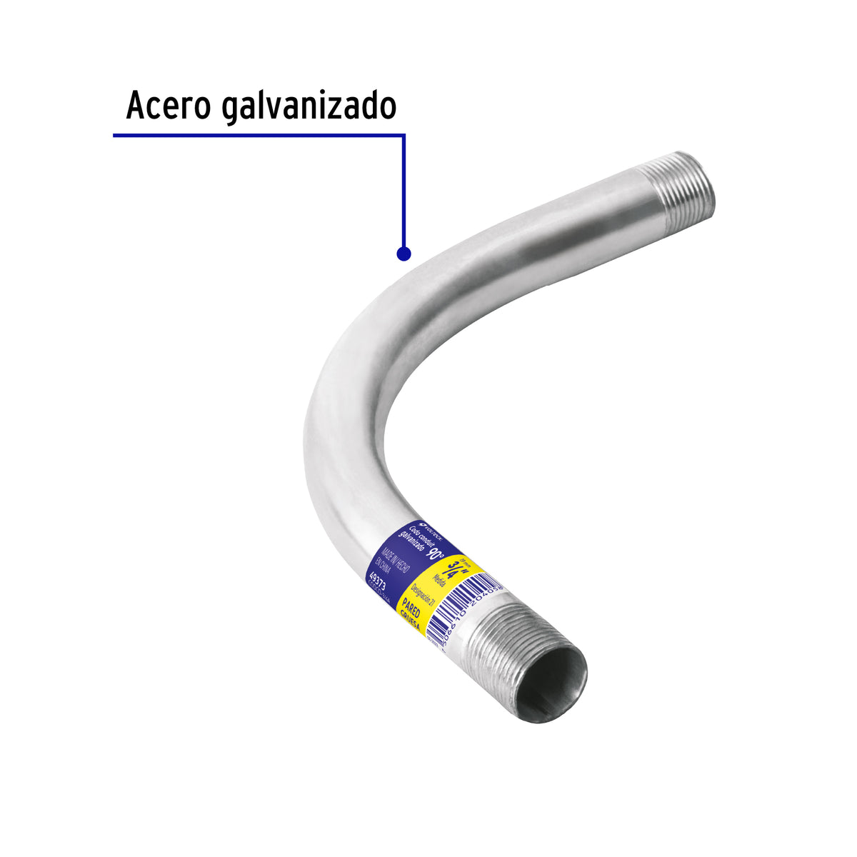 Codo Conduit 90° 3/4' Pared Gruesa (2 mm), Et. Amarilla