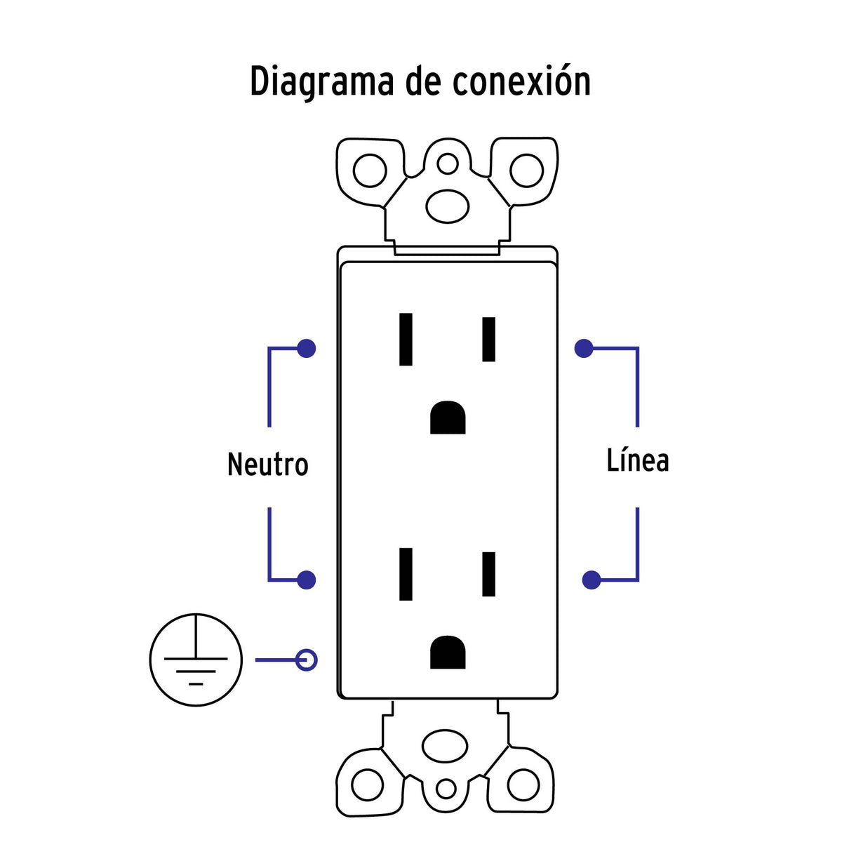 Contacto Dúplex, 2 Polos + Tierra, Línea Classic, Volteck