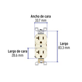 Contacto Dúplex, 2 Polos 3 Hilos, 20 a, Standard, Marfil