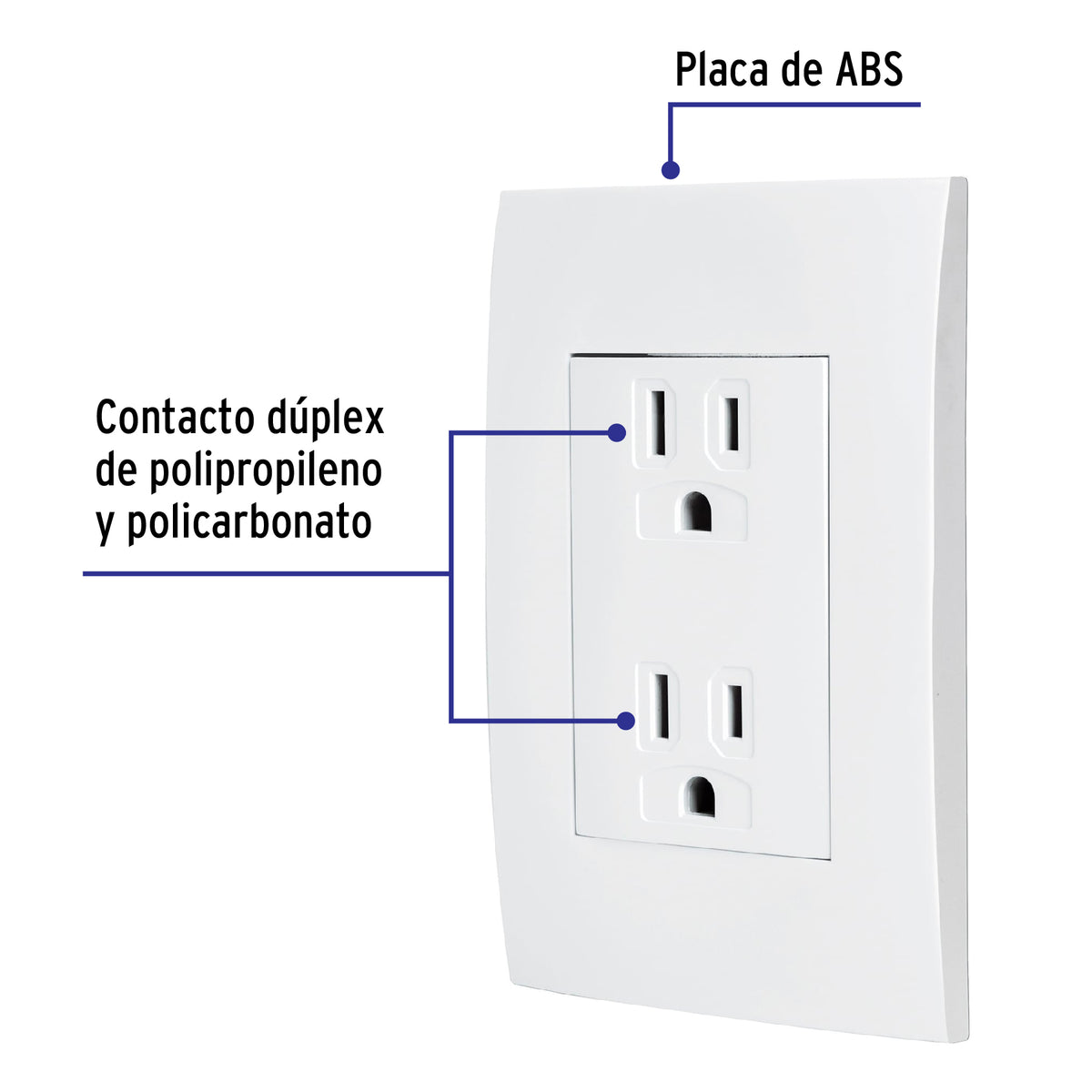 Contacto Dúplex, 2 Polos + Tierra, Línea Oslo, Blanco