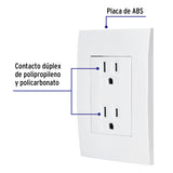 Contacto Dúplex, 2 Polos + Tierra, Línea Oslo, Blanco
