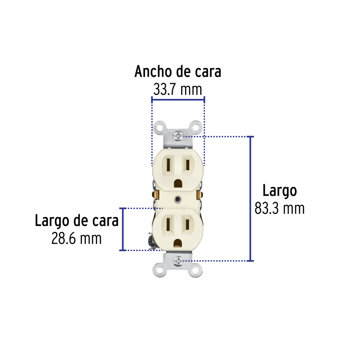 Contacto Dúplex, 2 Polos 3 Hilos, Standard, Granel, Marfil
