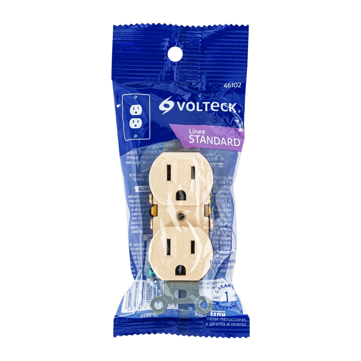 Contacto Dúplex, 2 Polos 3 Hilos, Standard, Marfil, Volteck