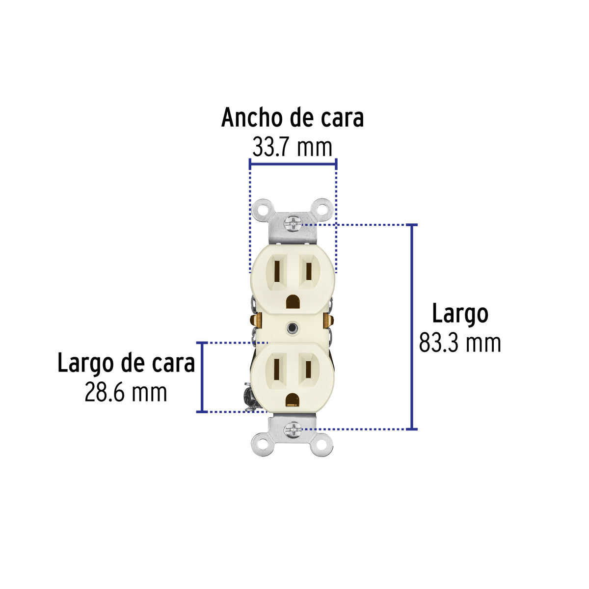 Contacto Dúplex, 2 Polos 3 Hilos, Standard, Marfil, Volteck