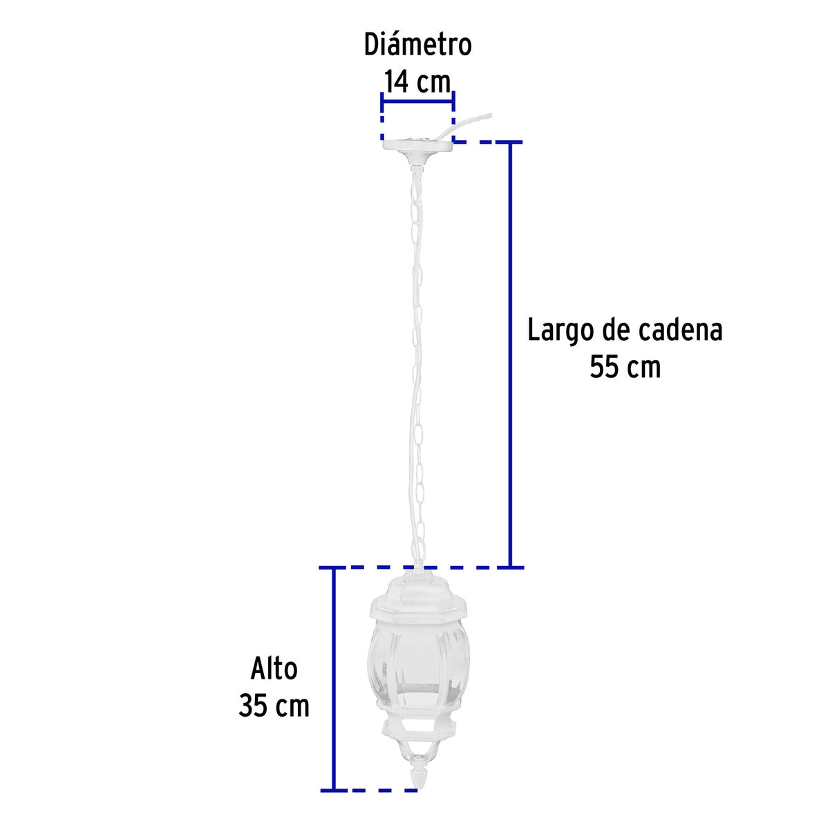 Arbotante Tipo Farol Tradicional Colgante para Exterior, Blanco