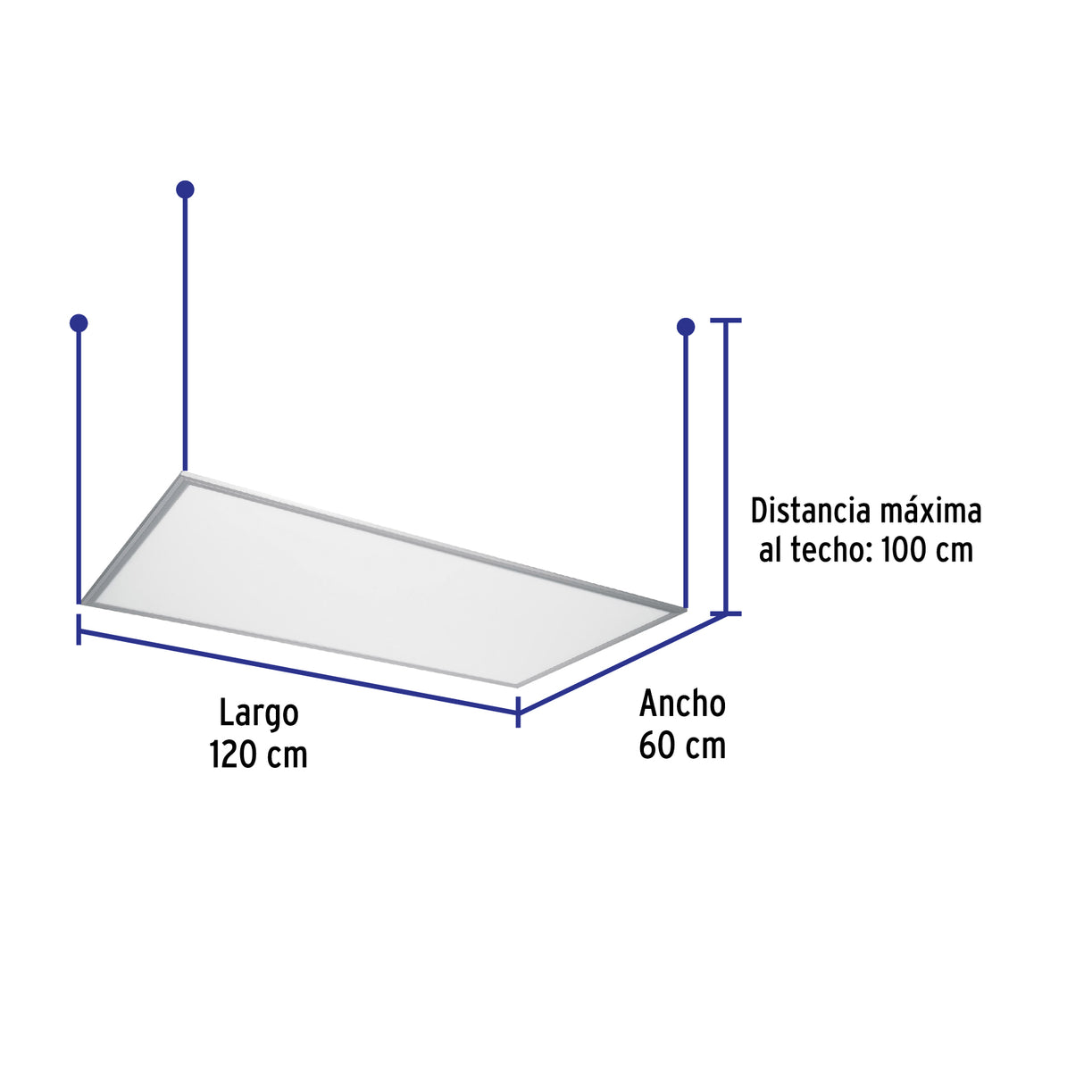 Panel LED 65 W 6500K, 60X120 cm, Empotrable/Colgante, Volteck