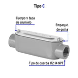 Condulet 1/2' Conexión Tipo C, Volteck