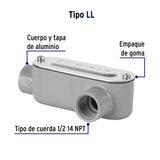 Condulet 1/2' Conexión Tipo Ll, Volteck