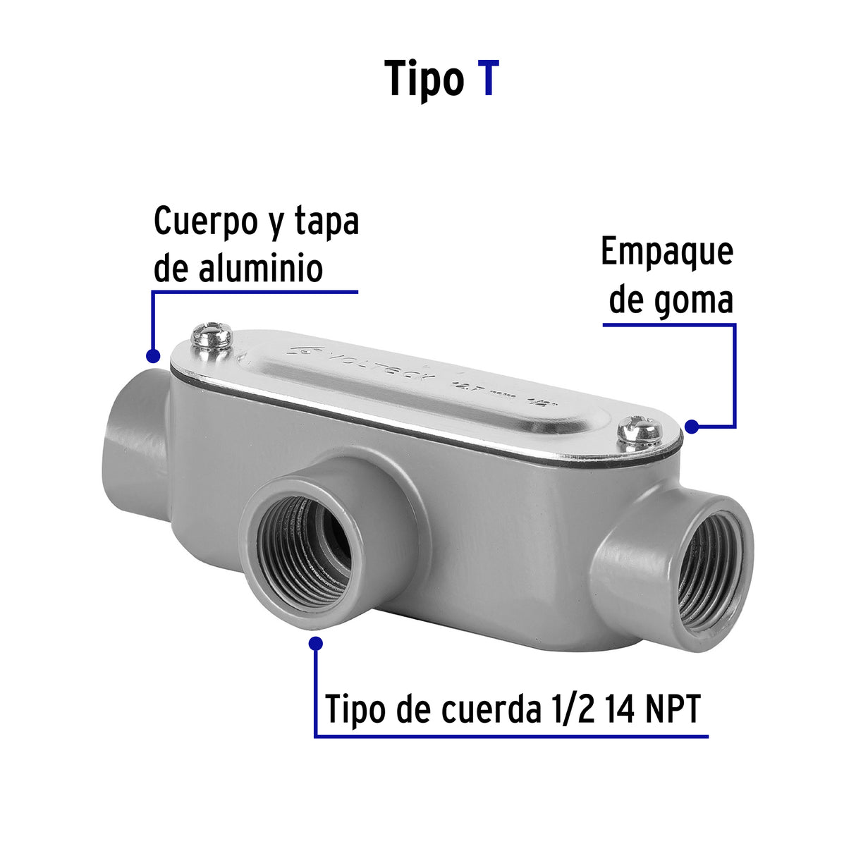 Condulet 1/2' Conexión Tipo T, Volteck