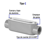 Condulet 3/4' Conexión Tipo C, Volteck