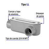 Condulet 3/4' Conexión Tipo Ll, Volteck