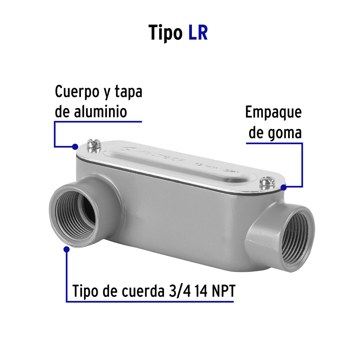 Condulet 3/4' Conexión Tipo Lr, Volteck