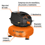 Compresor Libre de Aceite, 12 L, 1 HP, 127 V, Truper