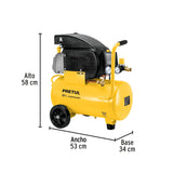 Compresor Lubricado, 20 L, 2-1/2 HP, Horizontal, 127 V, Pretul