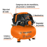Compresor Libre de Aceite, 24 L, 2-2/3 HP, 127 V, Truper