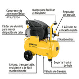 Kit Compresor Lub, 20 L, Manguera y Accesorios, 127 V, Pretul