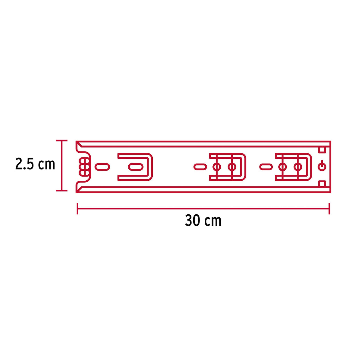 Bolsa con 2 Correderas Extensión 30 cm para Cajón, Ancho 2.5 cm