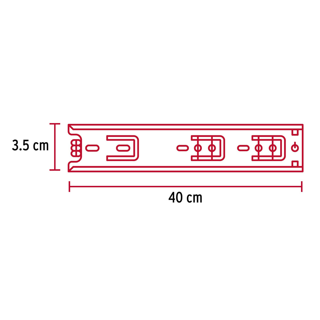 Bolsa con 2 Correderas Extensión 40 cm para Cajón, Ancho 3.5 cm