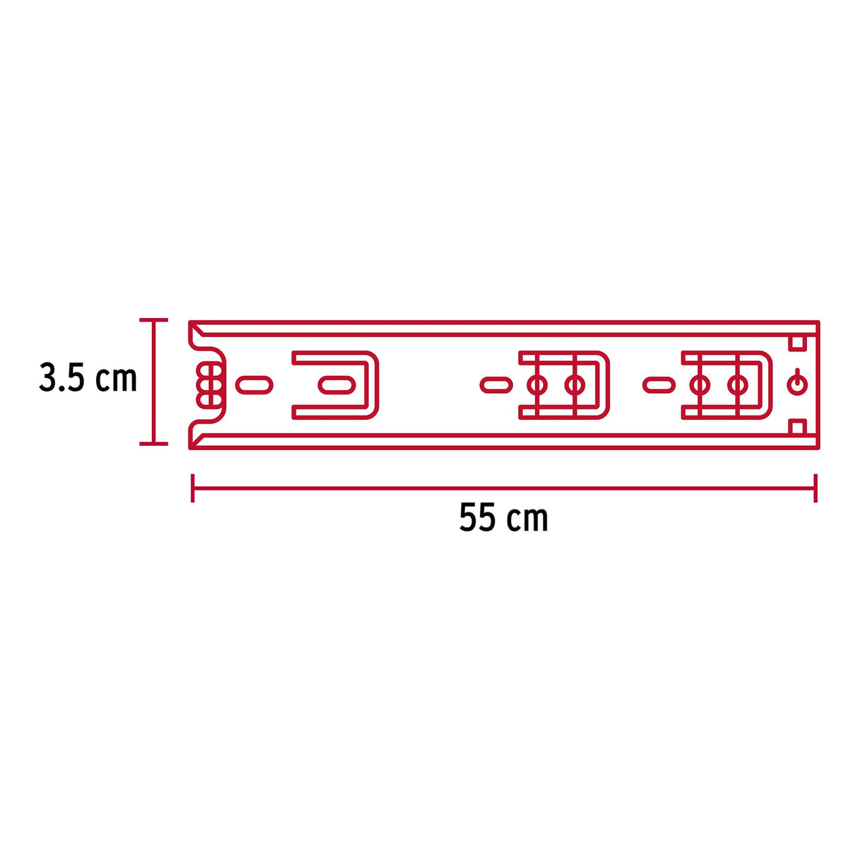 Bolsa con 2 Correderas Extensión 55 cm para Cajón, Ancho 3.5 cm
