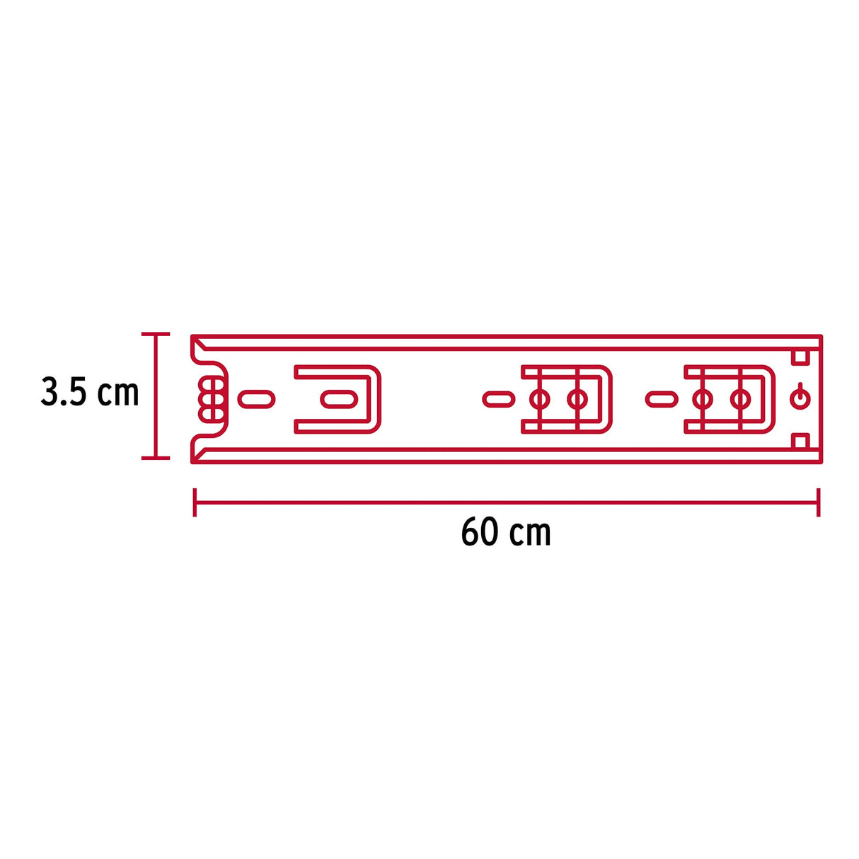 Bolsa con 2 Correderas Extensión 60 cm para Cajón, Ancho 3.5 cm