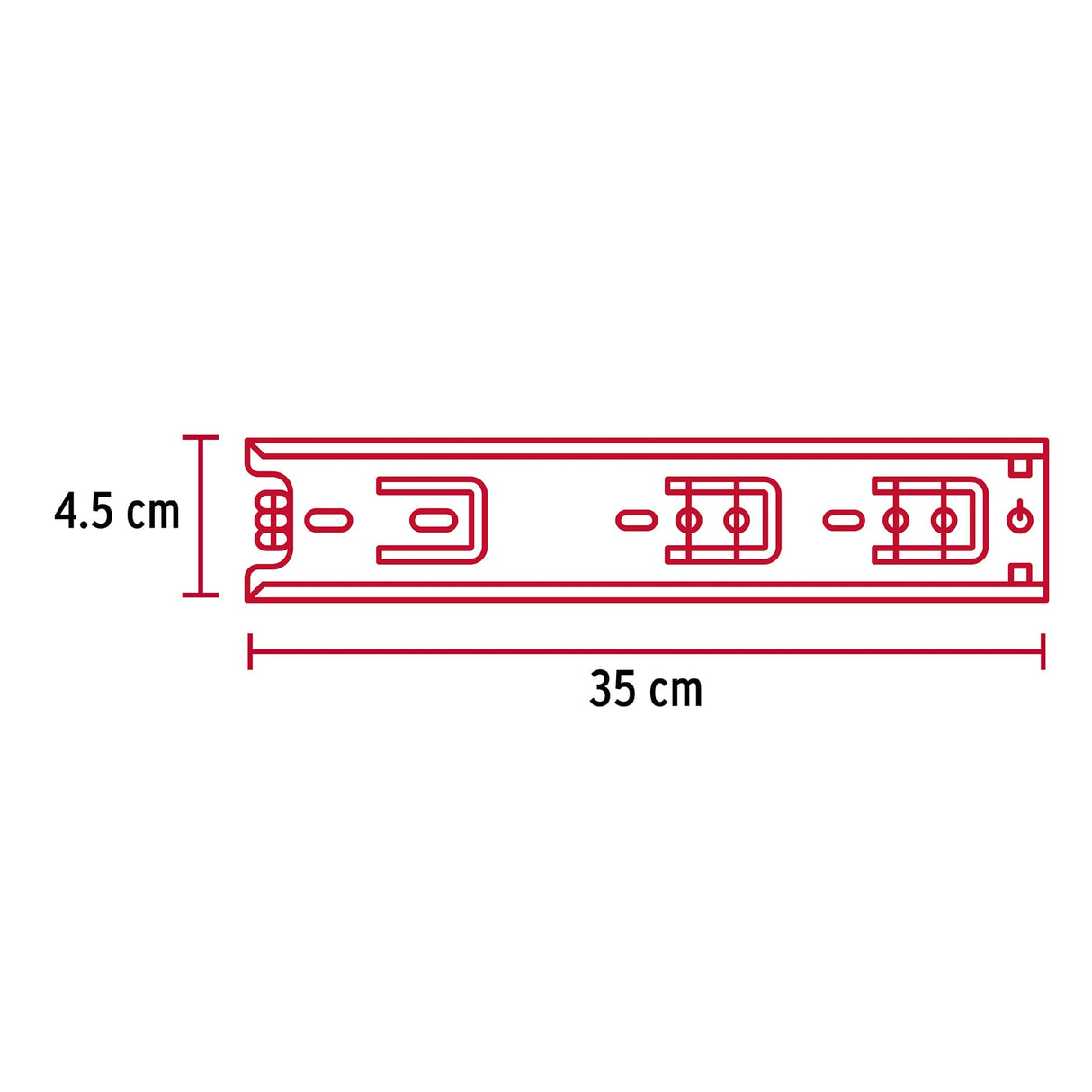 Bolsa con 2 Correderas Extensión 35 cm para Cajón, Ancho 4.5 cm