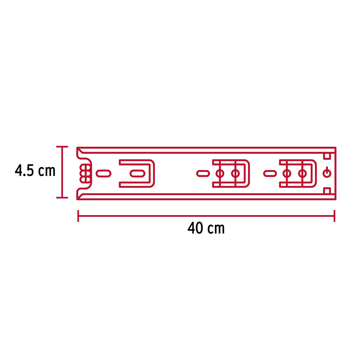 Bolsa con 2 Correderas Extensión 40 cm para Cajón, Ancho 4.5 cm