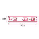 Bolsa con 2 Correderas Extensión 40 cm para Cajón, Ancho 4.5 cm