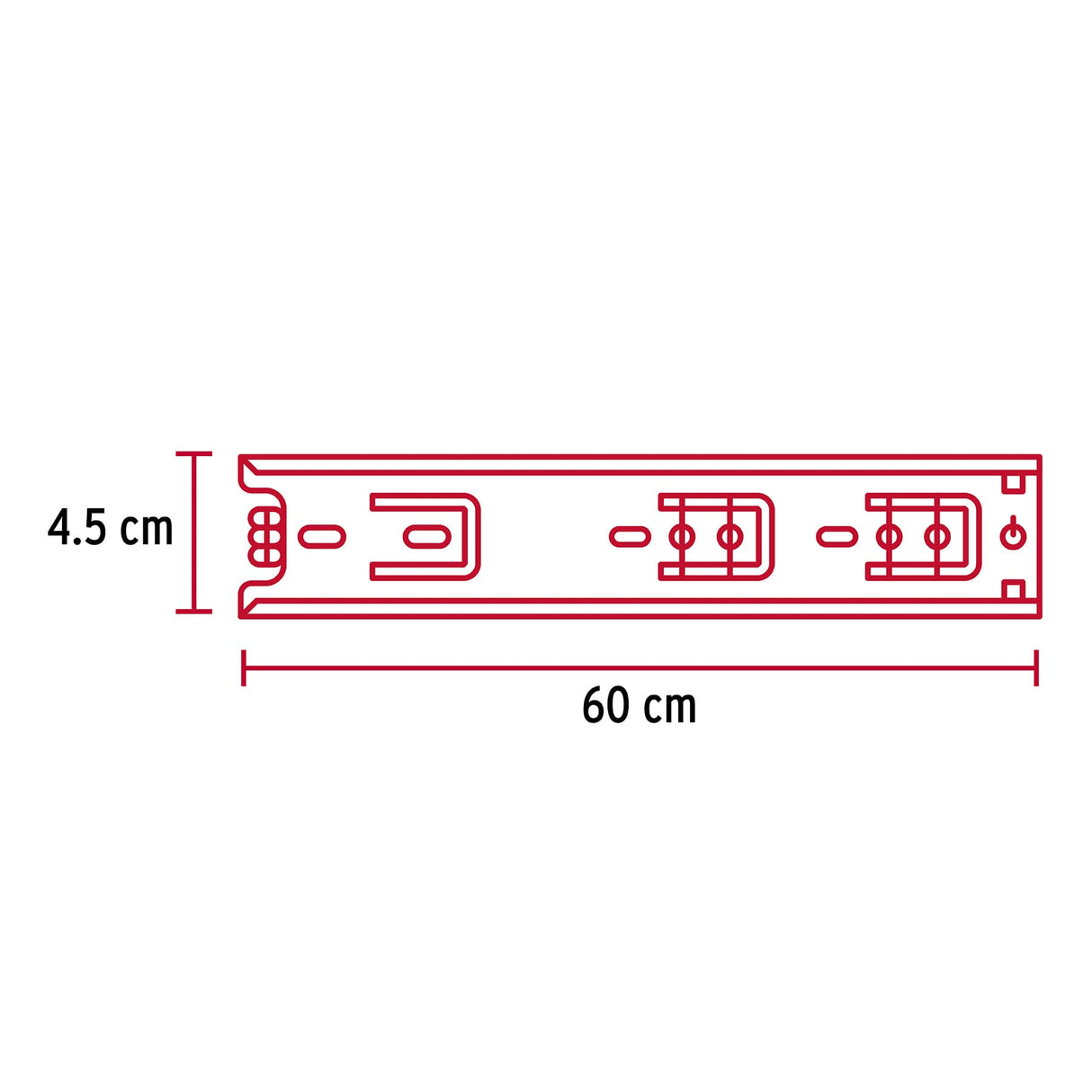 Bolsa con 2 Correderas Extensión 60 cm para Cajón, Ancho 4.5 cm