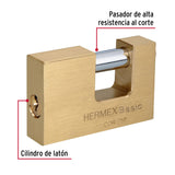 Candado Antipalanca 75 mm Cuerpo de Latón, Hermex Basic