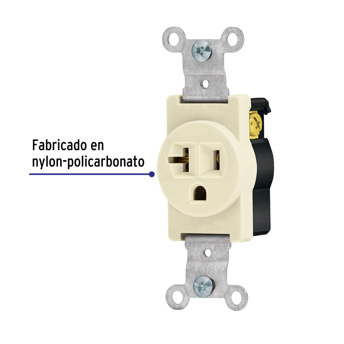 Contacto Sencillo, 2 Polos 3 Hilos, 20 a, Standard, Marfil