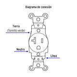 Contacto Sencillo, 2 Polos 3 Hilos, 20 a, Standard, Marfil