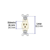 Contacto Sencillo, 2 Polos 3 Hilos, Standard, Marfil