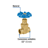 Válvula de Compuerta de Latón Soldable de 1/2', Foset