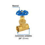 Válvula de Compuerta de Latón Soldable de 3/4', Foset