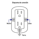 Contacto de Sobreponer Dúplex 2 Polos+ Tierra, ABS, Volteck