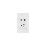 Placa Armada 1CONTACTO, 2PUERTOS USB, 1.5mod, Española, Blanco