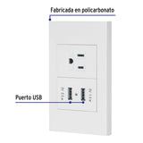 Placa Armada 1CONTACTO, 2PUERTOS USB, 1.5mod, Española, Blanco